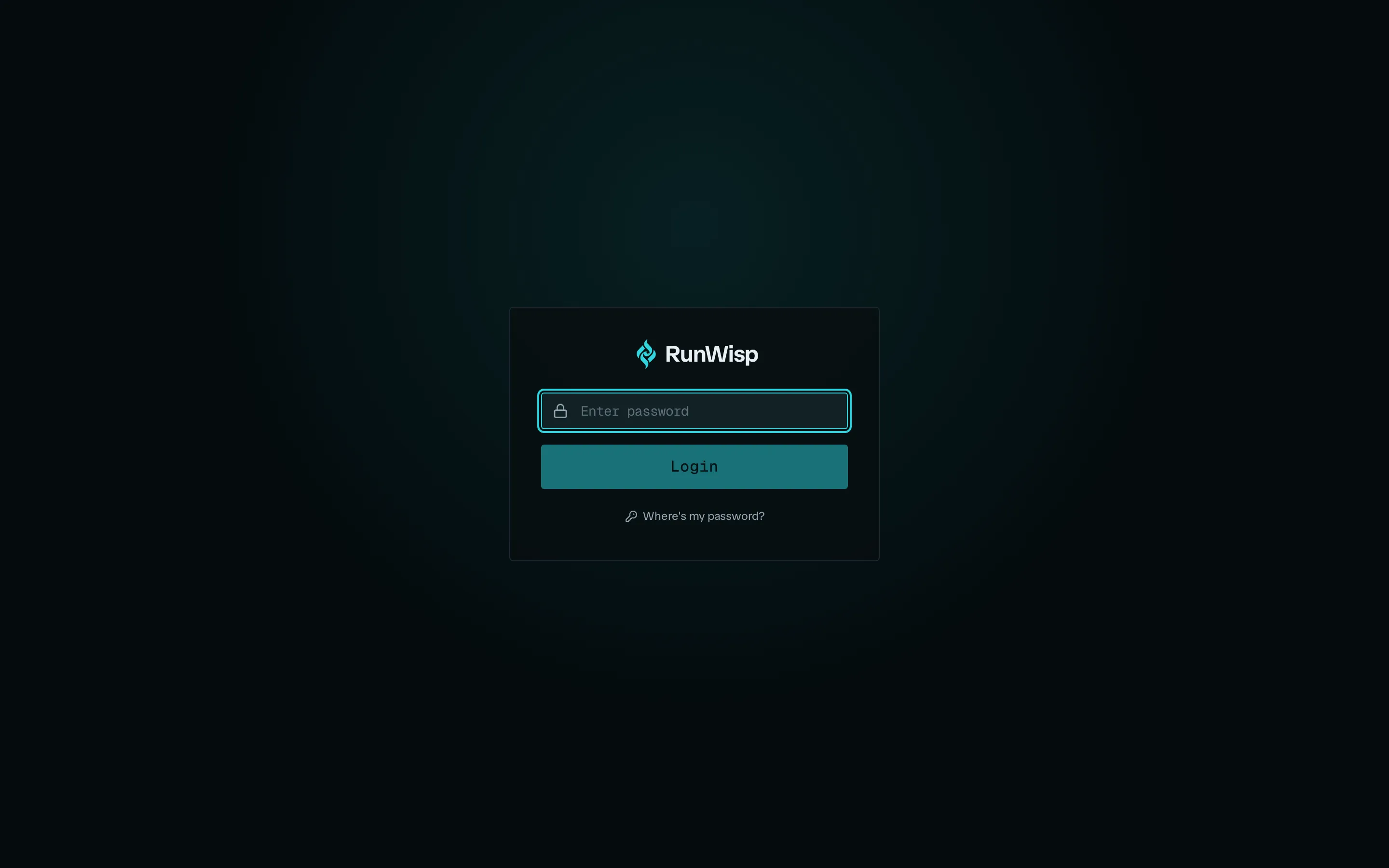 Login modal centred on the dashboard: single password field, Login button, no username.