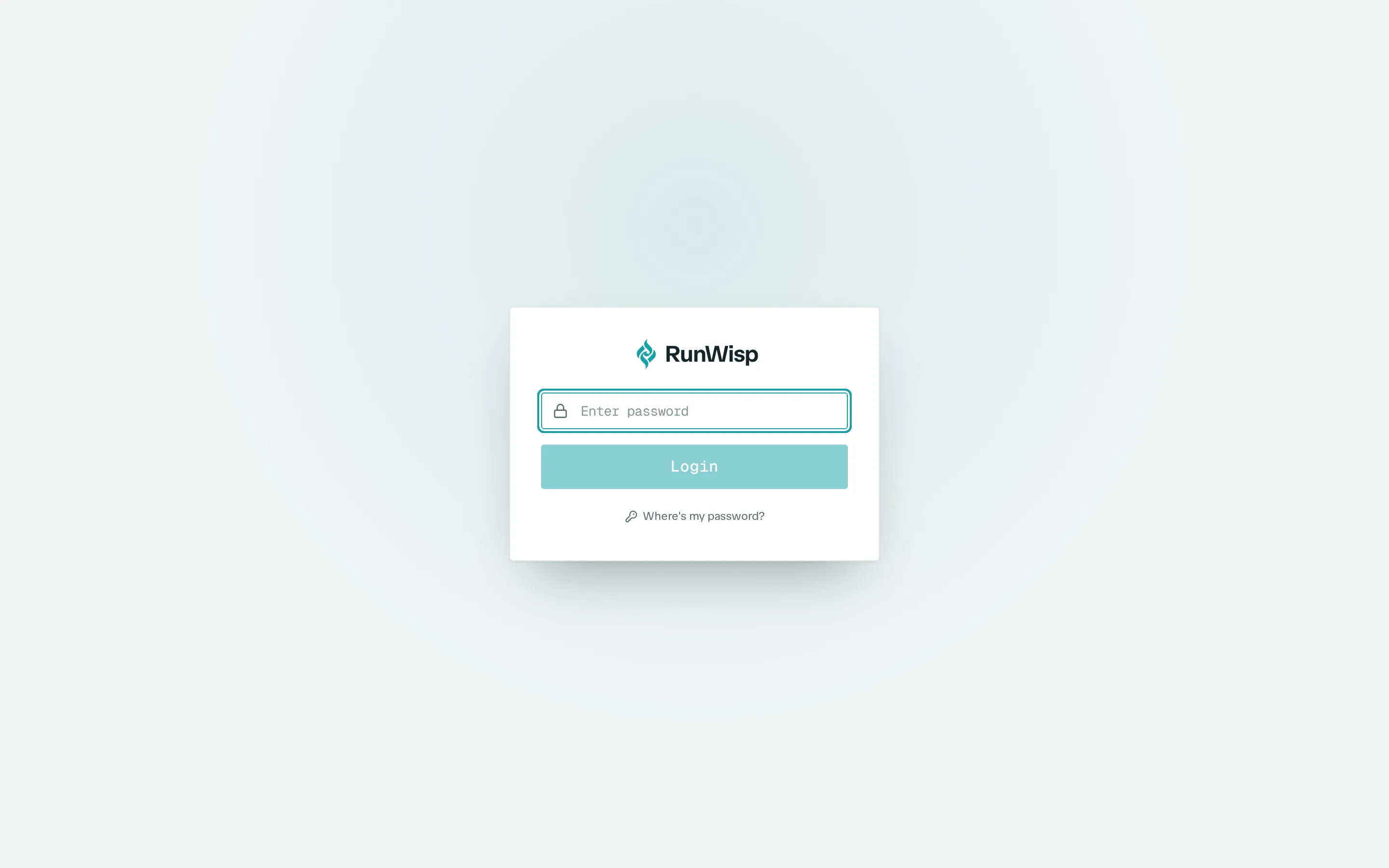 Login modal centred on the dashboard: single password field, Login button, no username.